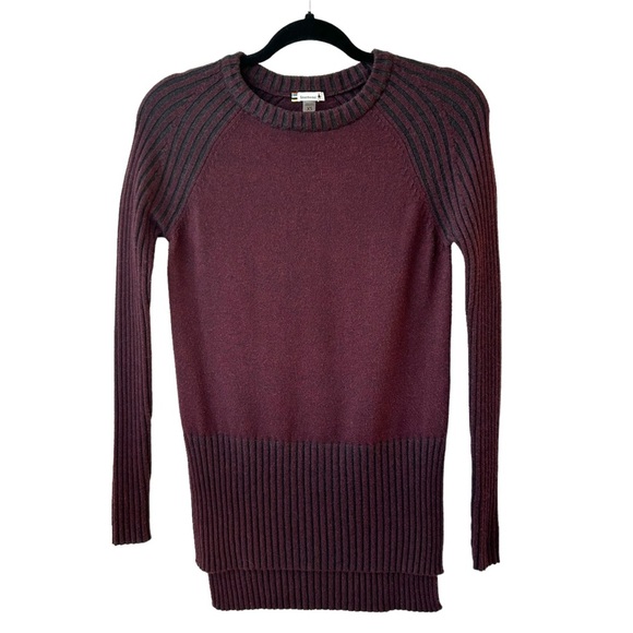 SMARTWOOL Ripple Creek Tunic Sweater in Fig Heather Wine Red & Charcoal Size XS - Picture 2 of 8